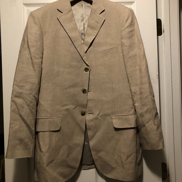 ISLAND PACIFIC MEN'S 100%LINEN DOUBLE VENTED SPORT COAT BLAZER JACKET SIZE: 42R